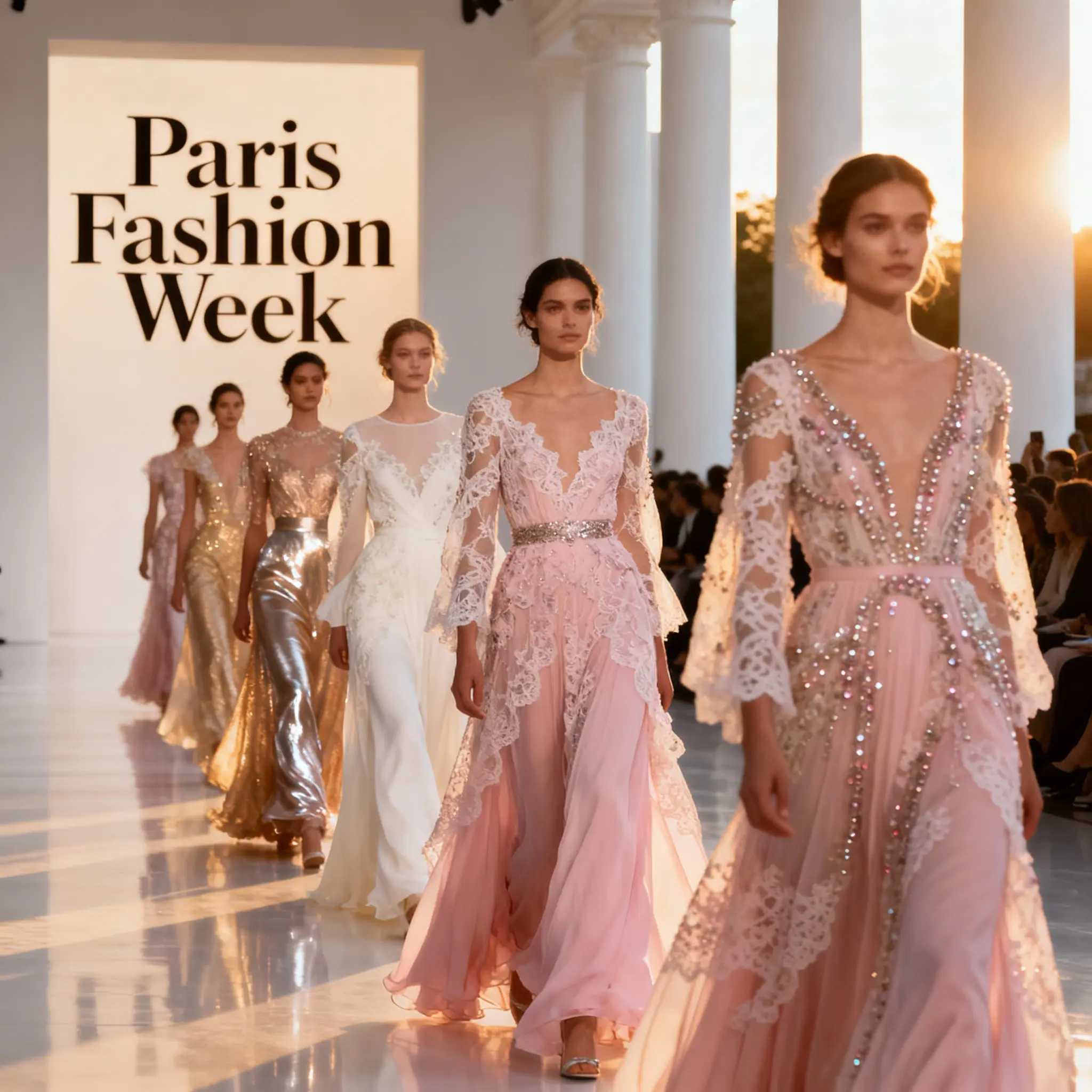 Seedream fashion show tableau with dramatic runway energy